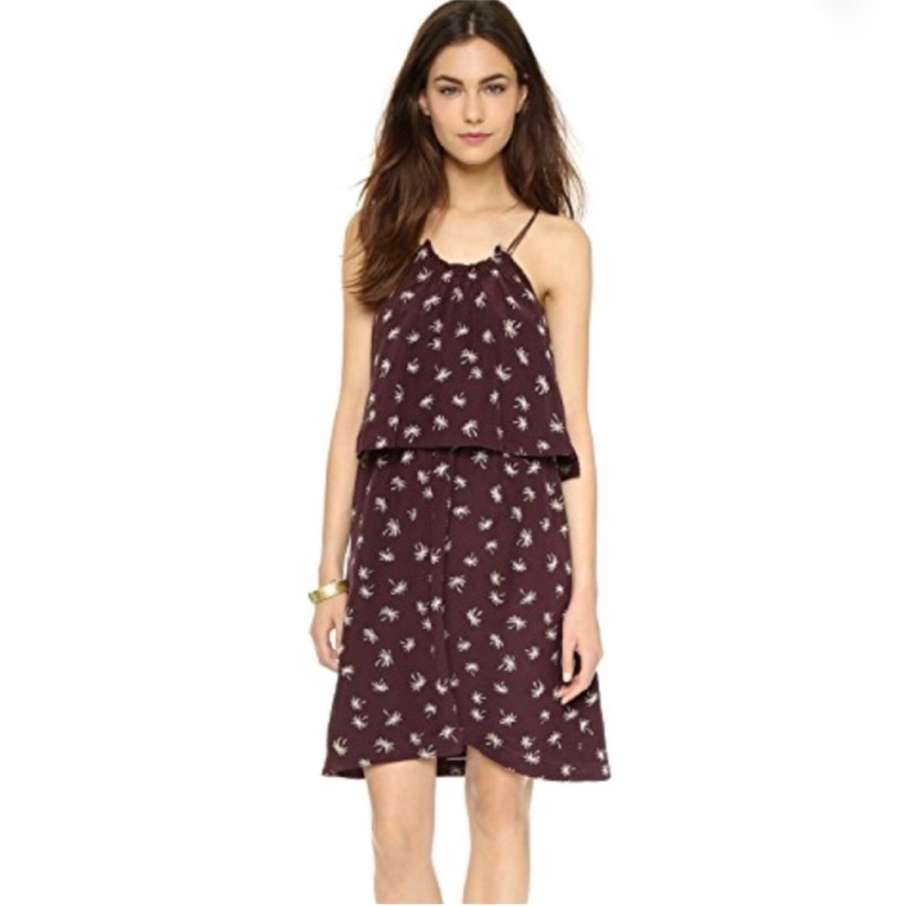 Madewell Brown Palm Print Midi Dress